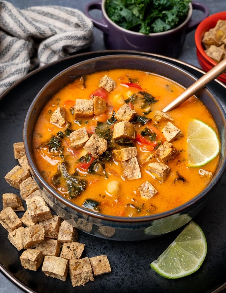 Coconut Curry Soup with Crispy Tofu